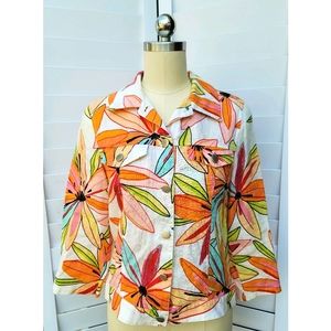 Catherine Stewart Floral Linen Top Size Small